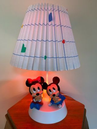 Vintage 1984 Disney Baby Mickey Minnie Mouse Nursery Lamp & Nightlight Orig Box