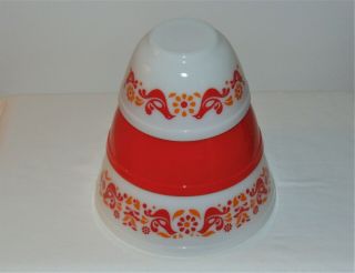 Vintage Set Of 3 Pyrex Glass Friendship Nesting Mixing Bowls 401 402 403