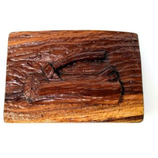 Boy Scout Wood Badge Ax Log Hand Carved Belt Buckle
