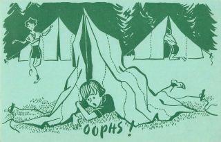 C1940 - 50s Girl Scouts Camp Postcard - Oophs (green)