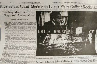 Vintage York Times Men Walk On Moon Newspaper July 21 1969 Neil Armstrong 3