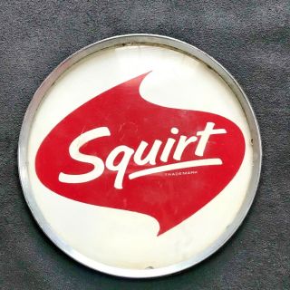 Vintage Squirt Soda Pop Emblem 5 1/2 " Chrome Ring Round Sign Cooler Machine
