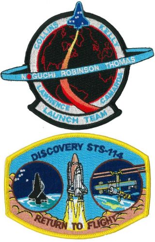Nasa Patch Pair Vtg Sts - 114 Space Shuttle Discovery Return To Flight Station Iss