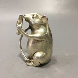 Collectable Ancient Handwork Miao Silver Carved Mouse Auspicious Elegant Statue