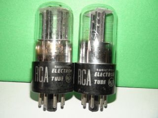 Vintage Matched Pair Rca 6sn7gt Vacuum Tubes Very Strong & Balanced Bogey,