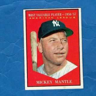 Vintage 1961 475 Hof Mickey Mantle Ny Yankees Baseball Card Exmt