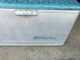Vintage Hawthorne Cronstroms Western Field Metal Cooler Ice Chest Cushion Top 2