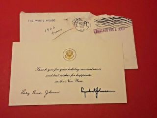 1966 – Lyndon Baines Johnson’s - Presidential " Thank You " Card - Holiday Wishes