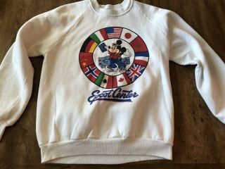 Vintage Disney Mickey Mouse Epcot Center Sweatshirt 80s Usa Women’s Large White