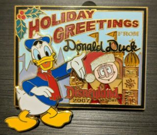 Disney Pin Holiday Greetings Donald Duck Small World 2007 Pinpics 58065