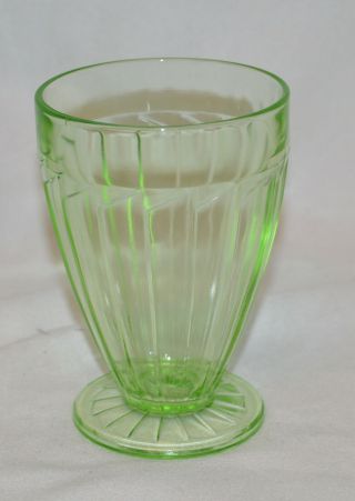 Vintage Jeannette Glass Sierra " Pinwheel " Green 9 Oz Footed Tumbler Ex