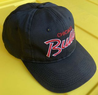 Vintage 90s Chicago Bulls Sports Specialties Script SnapBack Hat Cap Black Twill 2