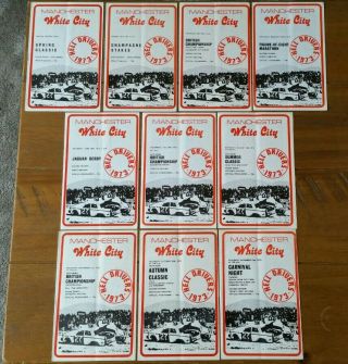 ×10 Vintage 1973 White City Manchester Hell Drivers/stock Car Racing Programmes