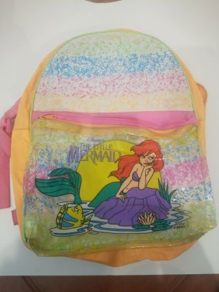 Vtg 90s Disney The Little Mermaid Pyramid Handbags Backpack And Pencil Bag