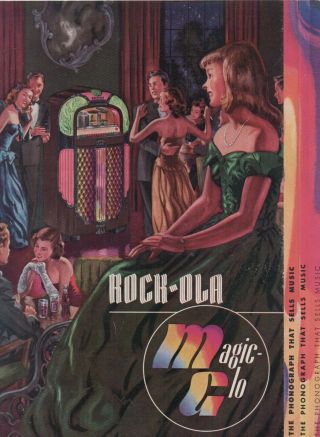 1948 Color Advertising Brochure Rock - Ola Magic Glow Juke Box Model 1428