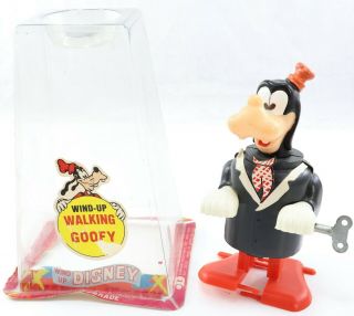 Vintage Walt Disney Productions Walking Goofy On Parade Wind - Up Toy Durham Japan