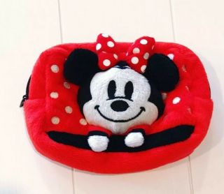 Disney Store Japan Minnie Mouse Plush Cosmetic Bag