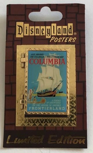 Columbia Sailing Ship Peter Pan Captain Hook Disney DLR Attraction Poster Pin LE 3