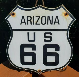 Old Vintage State Of Arizona Route 66 Porcelain Highway Road Sign