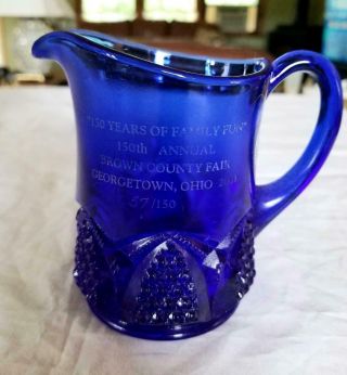 Brown County Fair Georgetown Ohio Fenton Pitcher Cobalt Blue 57 Of 150 Souvenir