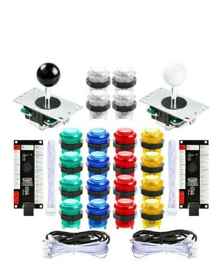 Arcade Sanwa Control Panel Led Illuminated Kit 2 Joysticks,  20 Buttons Usb Mame