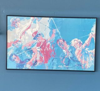 Vintage C.  1973 Framed Poster: " Champions Of Golf " By Leroy Neiman,  32” X 20”
