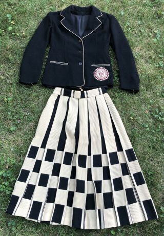 Vintage 1950’s College Town Blazer & Skirt Wool Ladies Grove City College Pa