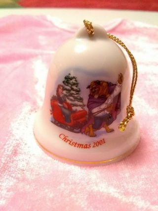 Grolier Collectibles Disney Christmas Bell Ornament Beauty And The Beast 2001