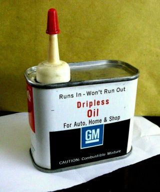 Vintage General Motors Canada Gm Dripless Oil 4oz Handy Oiler Tin Can (gmc) M56