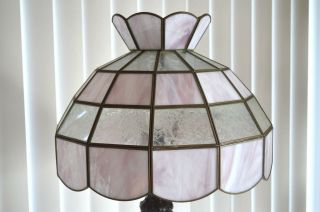 Vintage Large Tiffany Style Stained Slag Glass Lamp Shade - Shade Only