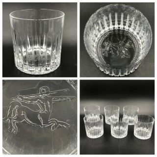 Vintage Centaur Whiskey Cut Glasses Set Of 6 Rocks Sagittarius Chiron Javelin Sh