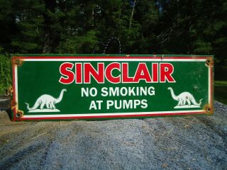 Old Vintage Sinclair No Smoking Gasoline Porcelain Gas Pump Advertising Sign