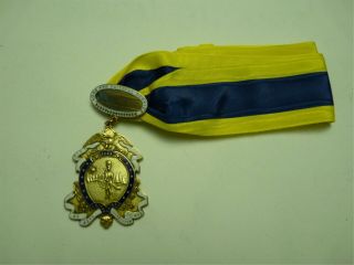 Vintage Old Guard Long & Faithful Service Medal Necklace Masonic Fop 012a