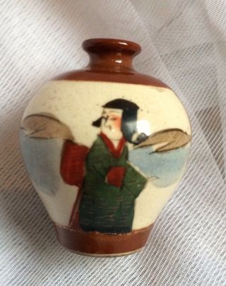 Antique Japanese Satsuma Miniture Pottery Vase,  Early 20th Century,  Hand Paint 4cm