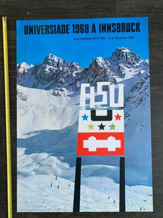 Universiade 1968 Innsbruck Austria World Ski Championships Vintage Poster