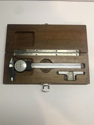 Brown & Sharpe 6” Dial Calipers 599 - 579 - 2 In Wood Case Vintage