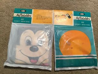 2 Vintage Disney Mickey Mouse Ideal Toys Inflatables Pool Ring Swim