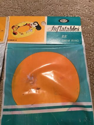 2 VINTAGE DISNEY MICKEY MOUSE IDEAL TOYS INFLATABLES POOL RING SWIM 3
