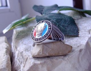 [ SIZE 8 BOY SCOUTS ] RING EAGLE SCOUT OF AMERICA SILVER PLATED PIN PATCH 2