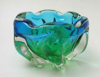 Mid Century Italian Murano Art Glass Bowl Handcrafted Vintage Retro