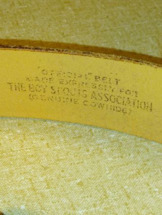 1960 ' s Boy Scouts Canada Leather Belt With Brass Buckle Size 34 3