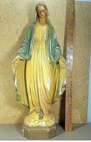 Virgin Mary Our Lady Of Grace Chalk Statue Vintage Chalkwear 7lb 20.  5 " 17 ʱ L4
