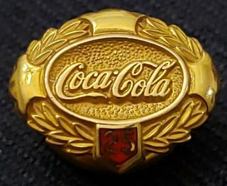 Vintage - Coca - Cola - 25 Years Of Service - Canada - 10k Gold - Award Pin