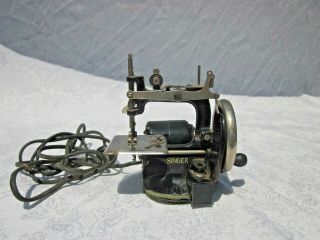 Vintage Singer Childs 20 Handcrank Cast Iron Sewing Machine With Singer Motor