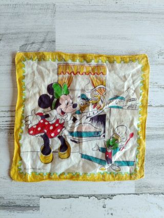 1940’s Vintage Disney Handkerchief - Minnie Mouse,  Donald Duck,  Goofy & Jimmy