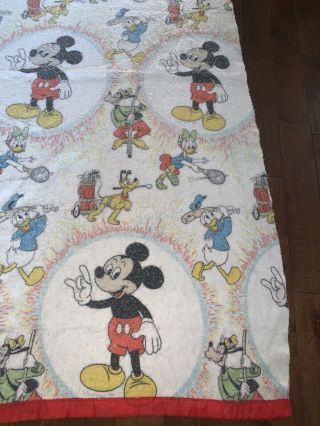 VTG 70’s Disney Characters Blanket Goofy Donald Mickey Sports 91X62 2