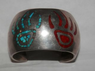 Vintage Native American Navajo Sterling Turquoise Cuff Bracelet,  Old Pawn