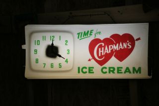 Vintage Chapmans Ice Cream Light Up Clock Sign