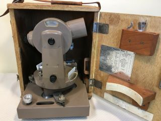 Vintage Dietzgen Transit Theodolite Model A In Wood Carrying Case Leather Handle