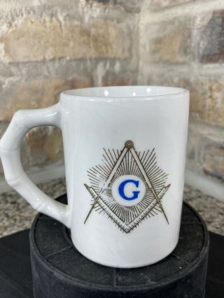 Vintage Freemason Masonic Lodge Mug Square & Compass Symbol Ceramic Coffee